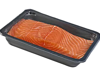 Med TraySkin® tilbyder Nemco en attraktiv emballageløsning til dine fødevarer, som f.eks. laks og andet fisk. En højtransparent skinfolie lægger sig over produktet og forhindrer 'drip-loss'. Produktet holdes derved på plads, og giver produktet en enestående præsentation