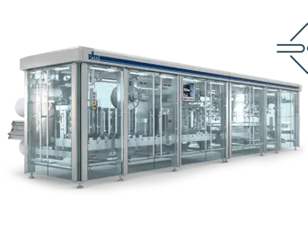 PFM D-serien flowpack maskine til fremstilling af ståposer fra flad folie.